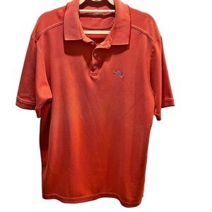 Tommy Bahama Orange Pique Pima Cotton Polo Shirt Sz XL
